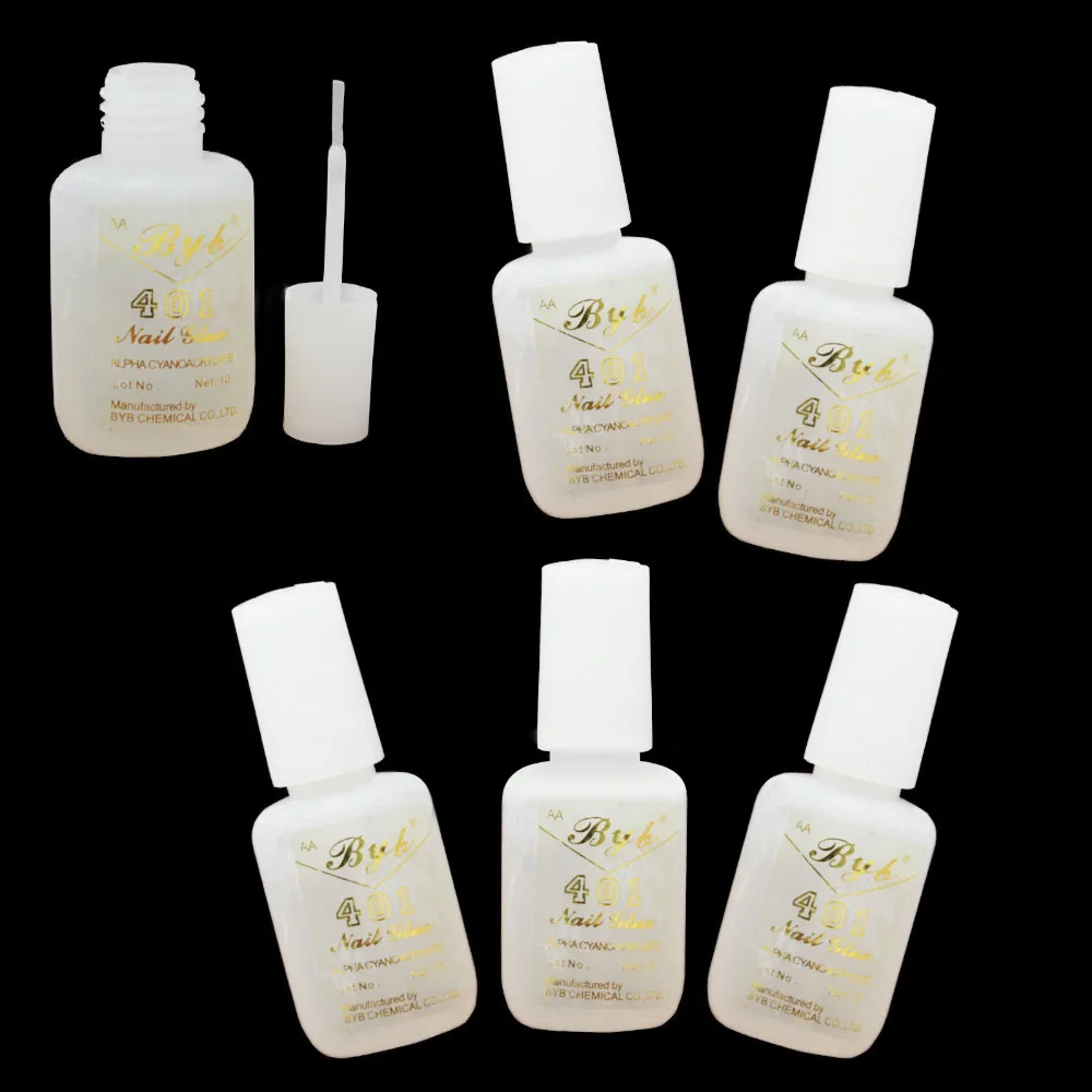 PRO 5 PCS 10g Nail Art BYB Strong Glue with BRUSH for Tips Decoration