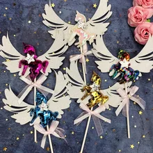 Творческий Ткань выпечки торта украшения Блестящие, серебряные крылья Ангела Единорог вставки Инструменты для тортов Фэнтези Pegasus вечерние Наряжаться