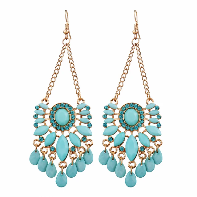 17km Hot Sky Blue Water Drop Crystal Statement Dangle Earring Fancy 17km Hot Sky Blue Water Drop Crystal Statement Dangle Earring Fancy Luxury Summer Style