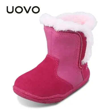 UOVO/ботинки для девочек; коллекция года; зимние ботинки; детская модная обувь; резиновые зимние ботинки для маленьких девочек; детская обувь; Размер 23#-30 - Цвет: Fuxia