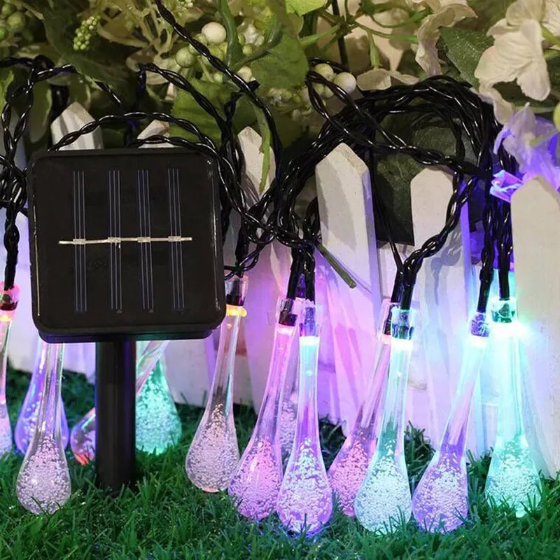 6.5M 30 LEDs Xmas Tree Raindrop Waterdrop LED Solar Lamp String Lights