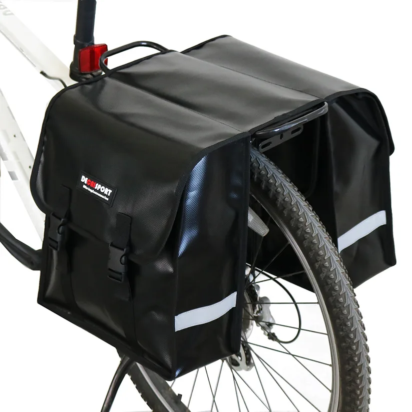 MTB дорожный велосипед задняя стойка заднее сиденье багажник сумка, водонепроницаемая велосипедная двойная сумка, Большая вместительная велосипедная сумка для багажа - Цвет: black