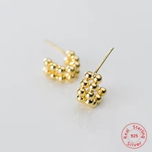 Панк серьги-гвоздики геометрические, в виде полукруга Золотой цветной шарик серьги Модные 925 стерлингового серебра серьги для женщин ювелирные изделия современные