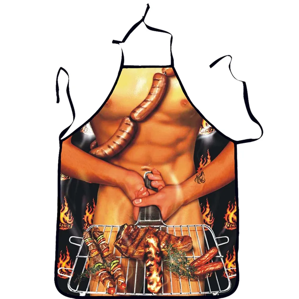 

1 Pcs Creative 3D Funny Digital Printed Sexy Funny Apron For Women Man Adult BBQ Cleaning Cooking Apron Daily Home Use