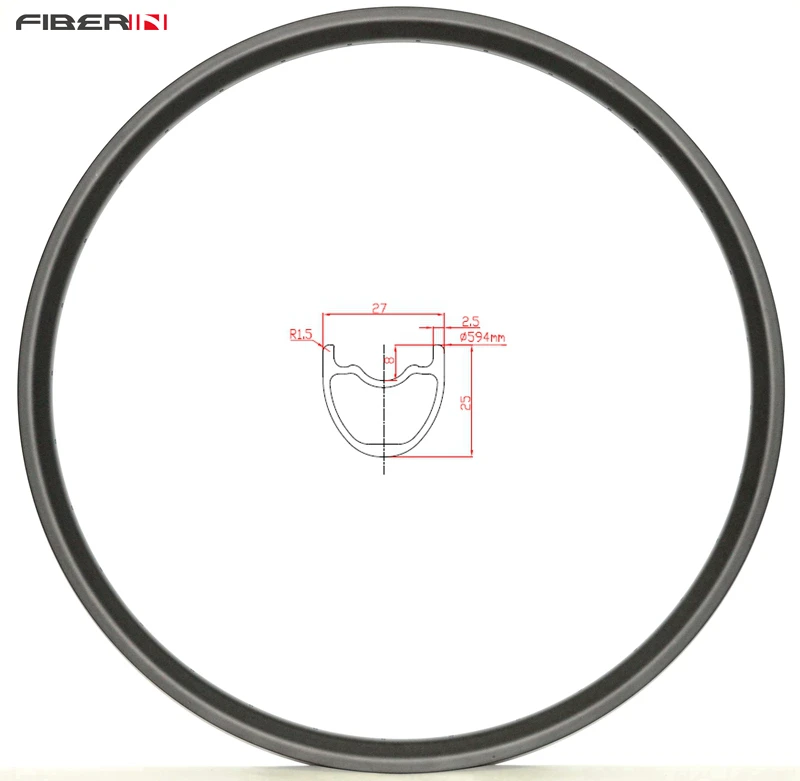 

650B MTB XC hookless carbon rim 27.5er clincher tubeless 27mm wheel
