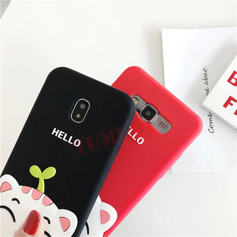 Модный силиконовый чехол с объемным рисунком Hello Cat для Samsung Galaxy S8 S9 Plus S7 Edge S6 J5 J7 2016