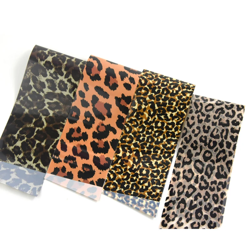 4pcs 4*20cm Leopard print Transfer Foil Colorful Nail Foil Leopard Nail