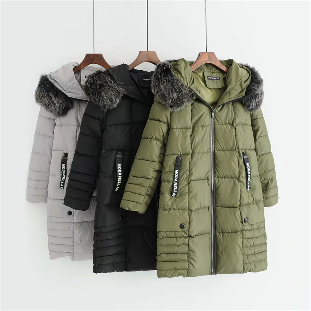 

Women Coats Winter Parkas Cotton Long Outerwear With Fur Hooded Solid Thick Coat For Ladies Causal Padded Women Winter Parka