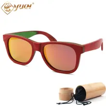 Red Skateboard Wood Frame Sunglasses High Quality Handmade Driving Sun Glasses Polarized Wooden Glasses For Men and Women W108