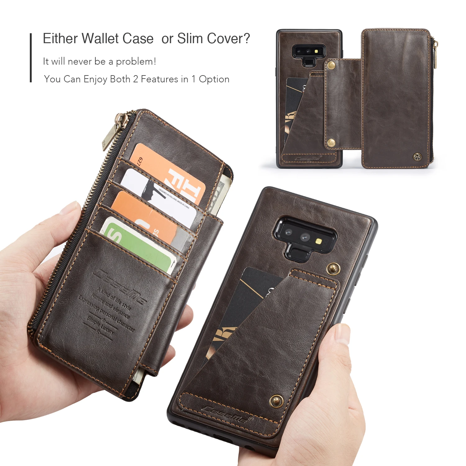 

Luxury Flip Wallet Case For Samsung Galaxy Note 9 Detachable Zipper Leather Case Card Holder Cover For Samsung Note9 Coque Pouch