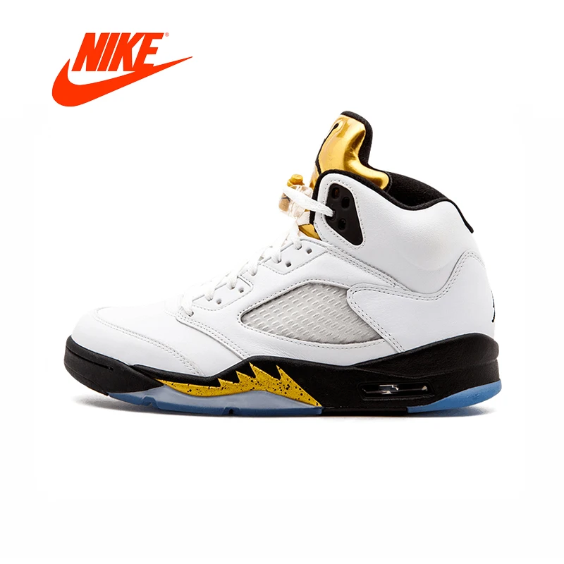 

Original New Arrival Official Nike Air Jordan 5 Retro Olympic AJ5 Joe 5 Olympic Gold Medal In Men's Basketball Shoes