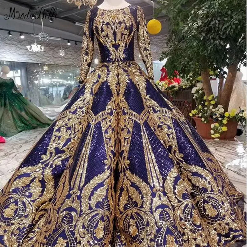 Modabelle Саудовская Аравия Королевский синий Арабский Вечерние платья Vestido роскошный голубой длинный рукав вечернее платье vestidos Festa