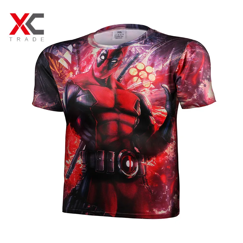 2016 brand clothing deadpool t shirt men american comic badass anime
