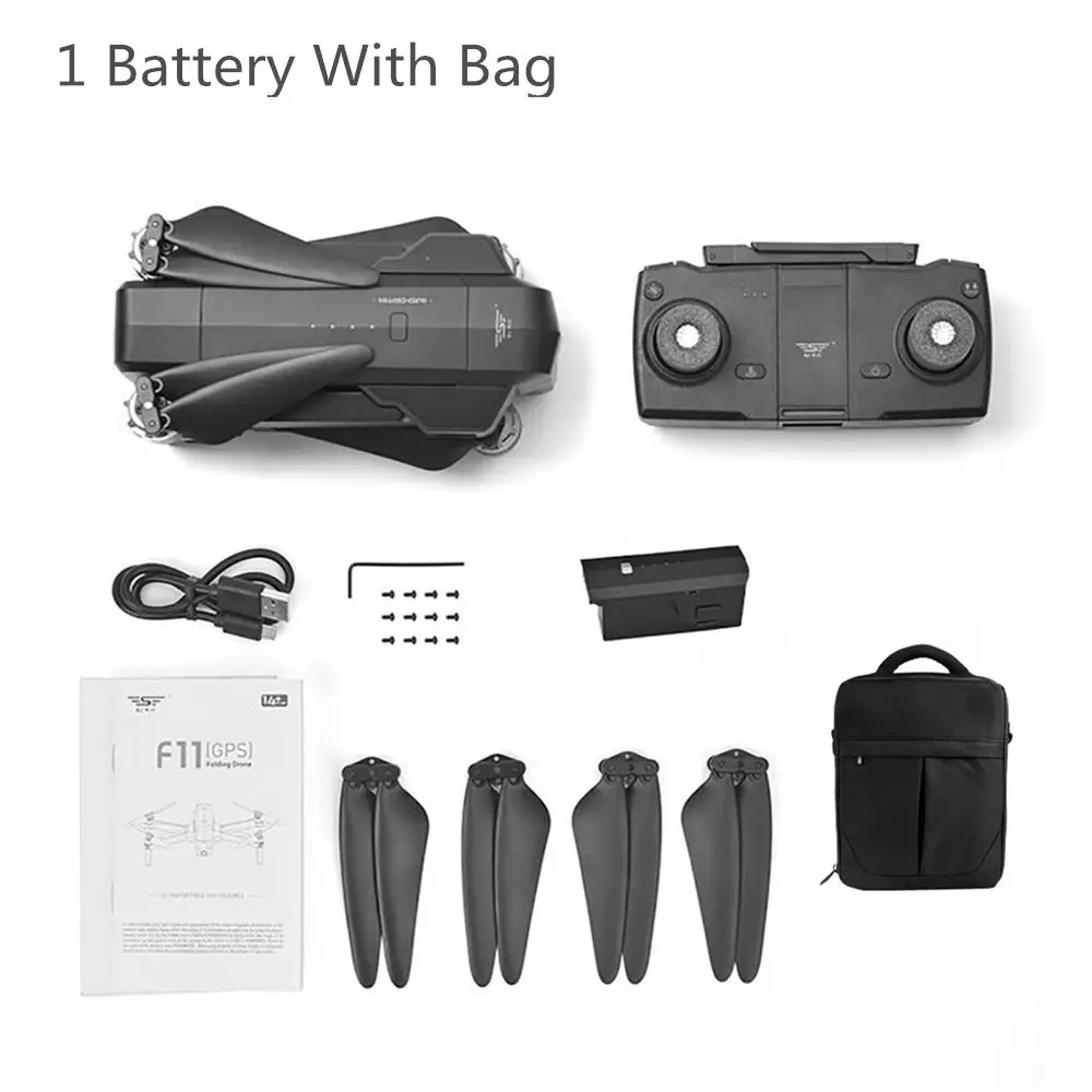 1B With Bag SJRC F11 PRO gps 5G Wifi FPV с 2K камерой 25 минут время полета бесщеточный селфи RC Дрон Квадрокоптер - Color: 1B With Bag