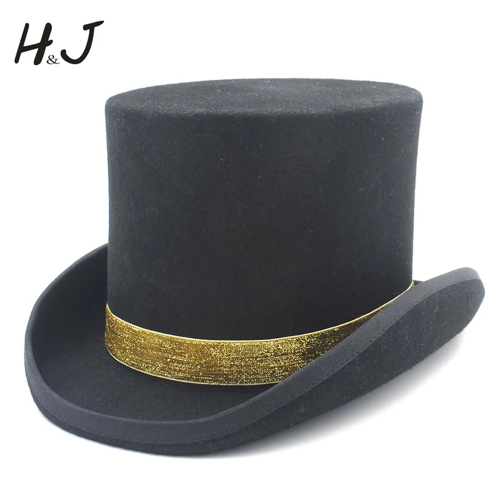 Chapeau fedora en laine pour homme et femme, Top 15CM, 4 tailles, ruban à  paillettes scintillantes, pour magicien, Steampunk, fête de papa