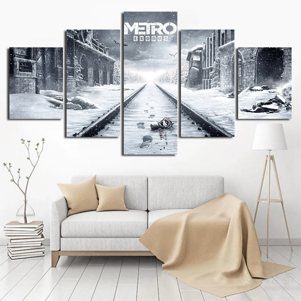 

Canvas Prints Pictures 5 Pieces Metro 2033 Painting Modular Metro Exodus Game Poster For Living Room Wall Artworks Home Decor