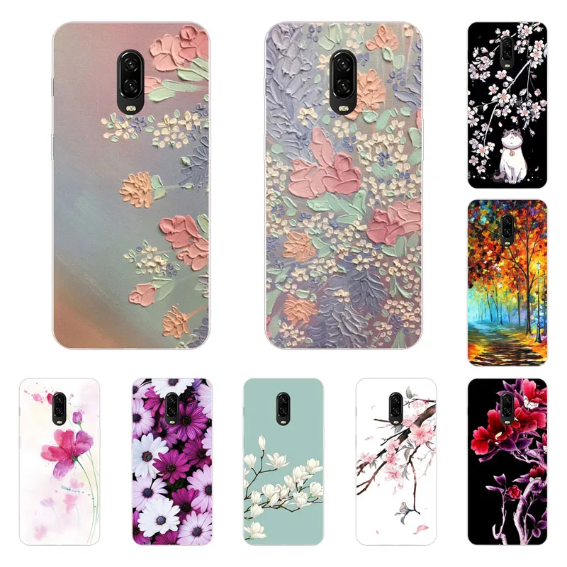 

oneplus 6t Case,Silicon Full flower Painting Soft TPU Back Cover for one plus 6t protect Phone bags