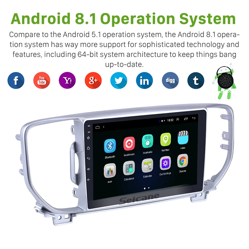 Seicane 9 дюймов Android 8,1 Автомагнитола для KIA KX5 Sportage 2Din Стерео gps навигация Мультимедиа плеер головное устройство