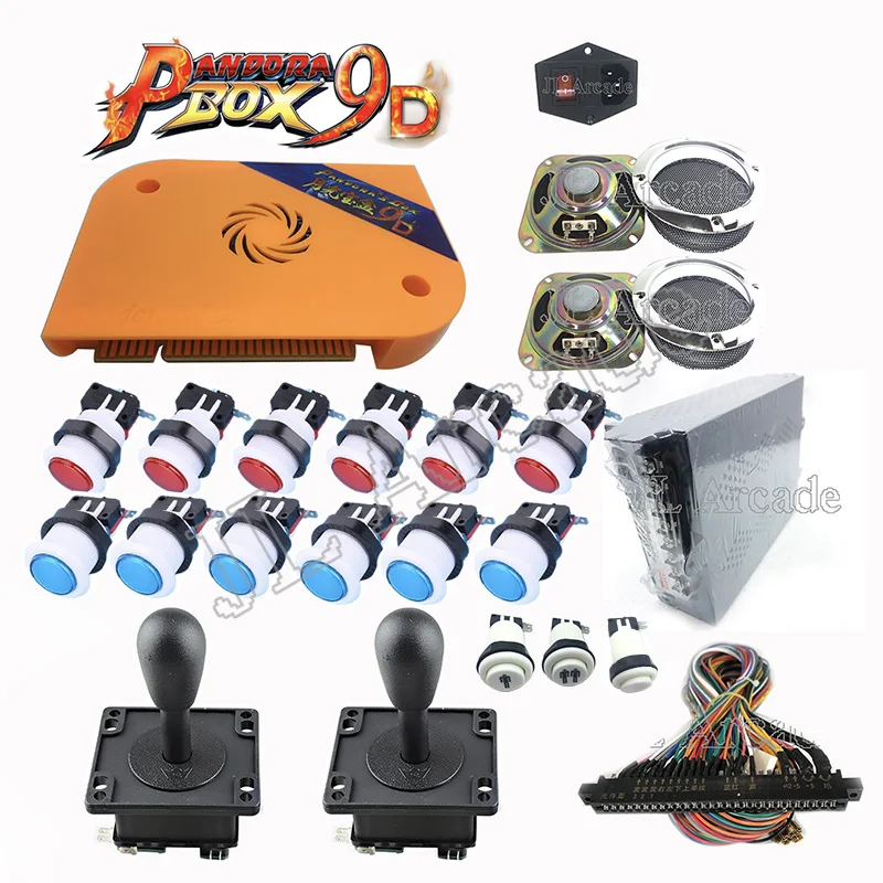 

Original Pandora box 9D 2500 in 1 arcade game cabinet machine with jamma board kit and Happ joystick button power supply speaker