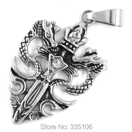 

Free shipping! 2 Dragon & Sword with Rhinestone Pendant Stainless Steel Jewelry Punk Cross Motor Pendant SWP0190