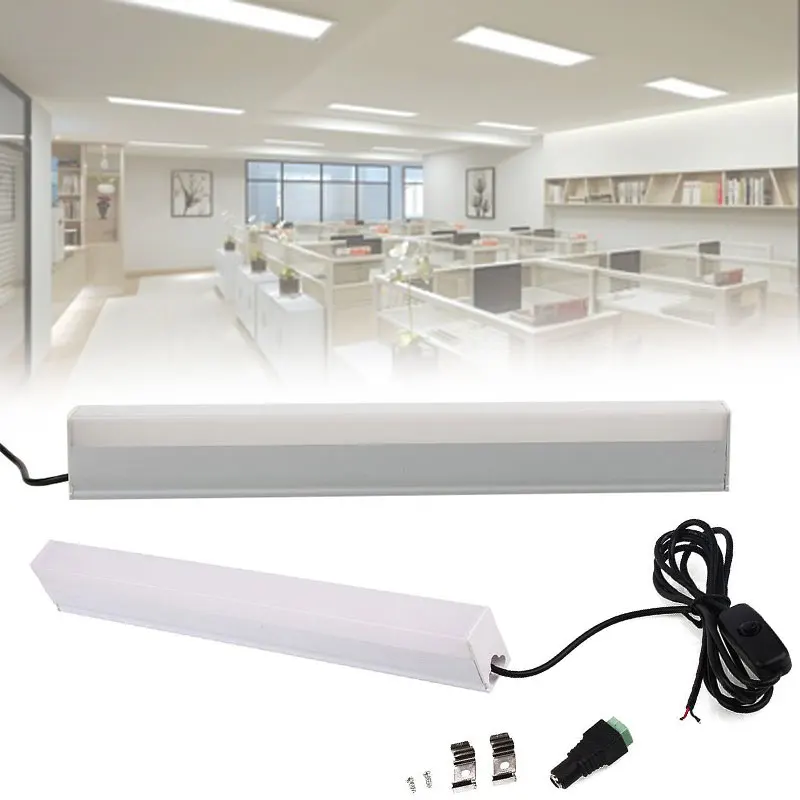 

30CM 9LEDs Ceiling night Cabinet lamp Plastic Metal White Shell Three Color Modes T5 Tube Light With Switch Wire 12V