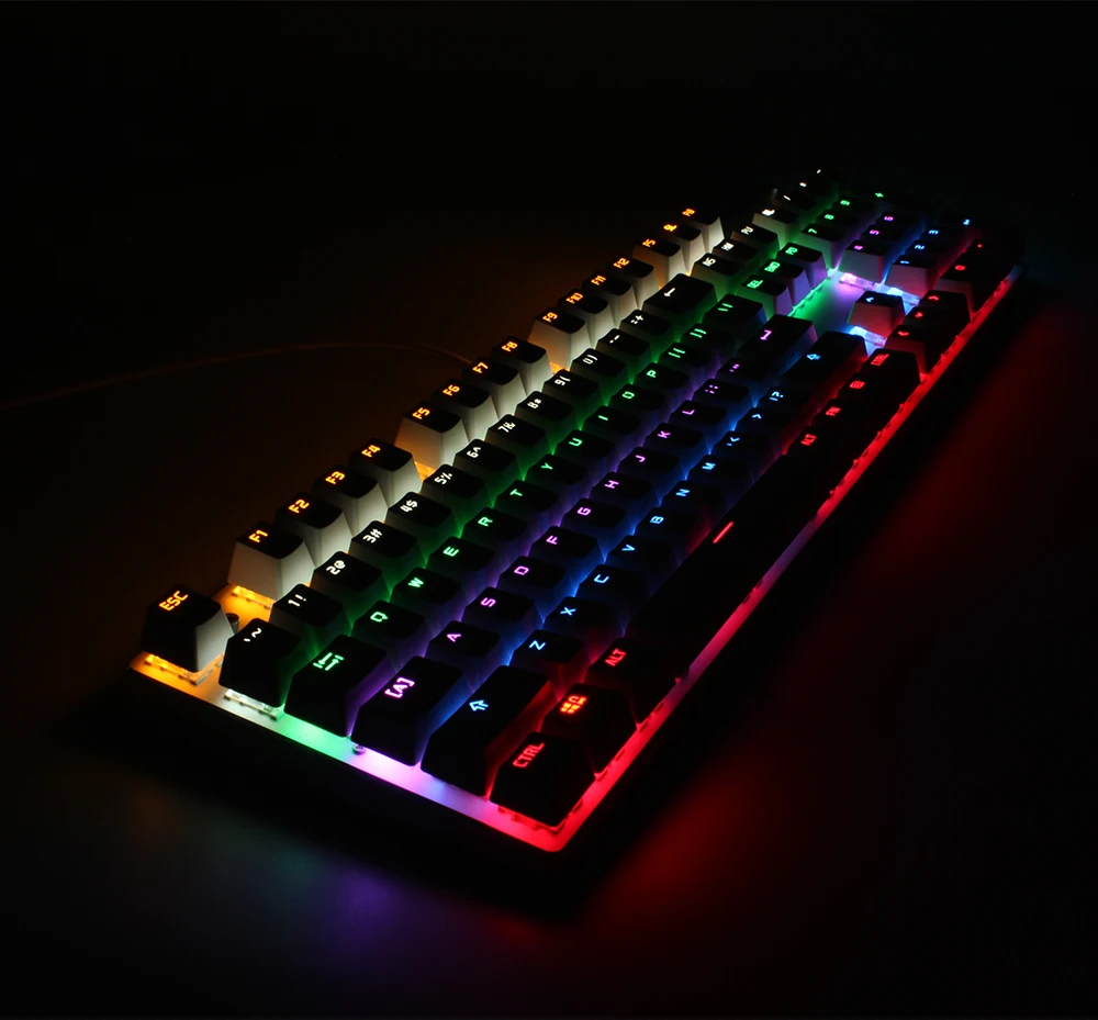 87 104 ключей механическая клавиатура Русский/английская модель игровая клавиатура светодиодный подсветка синий черный красный