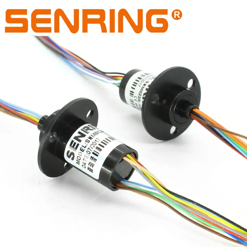 

Mini Rotary Joint 12 Wires 1.5A Signal Capsule Slip Ring OD 12.5mm Flange Installation Plastic Housing