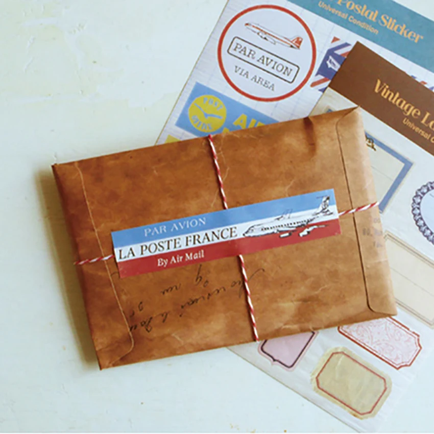 10pcs/lot Kraft Wax Envelopes Vintage Postcard Cover Wedding Invitation Stationery Writing Letter Storage Pouch 16*11cm Envelope