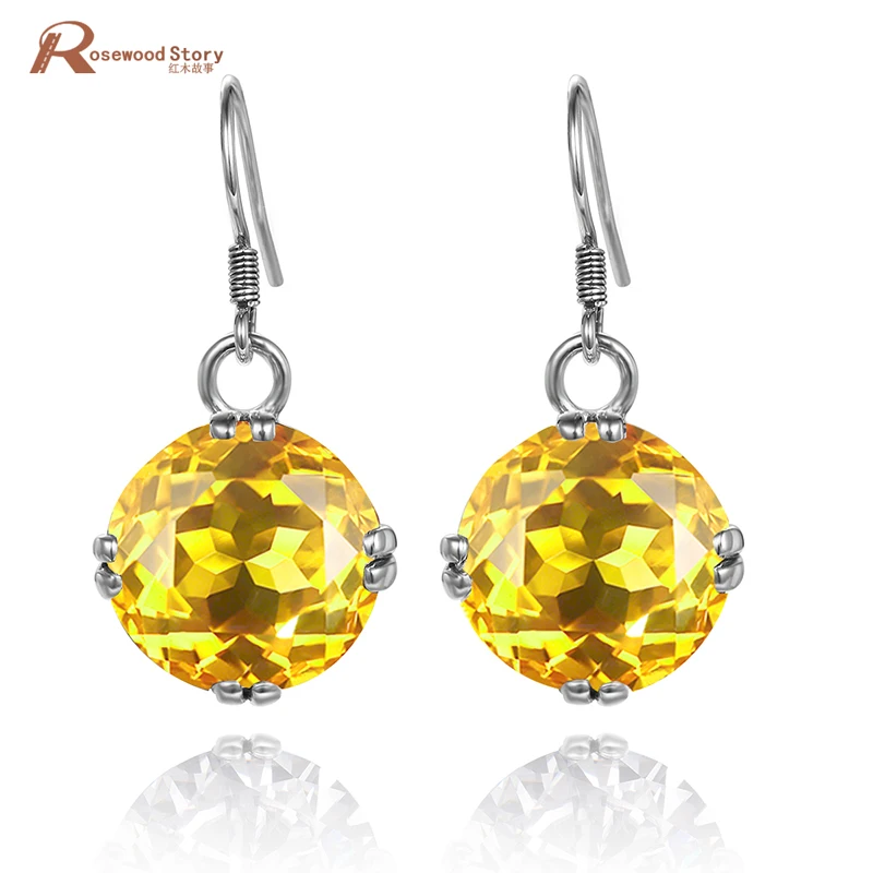 

Wholesale and retail processing customized cherry 925 yellow crystal silver earrings