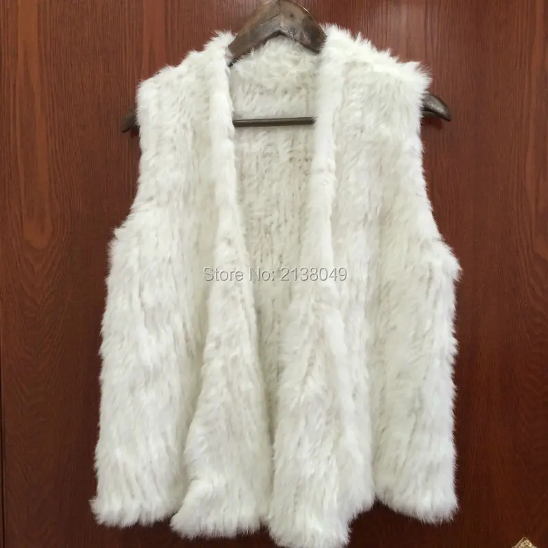 SF0069 Australia Fashion Rabbit Fur Knitted Vests Real Fur Giletsreal