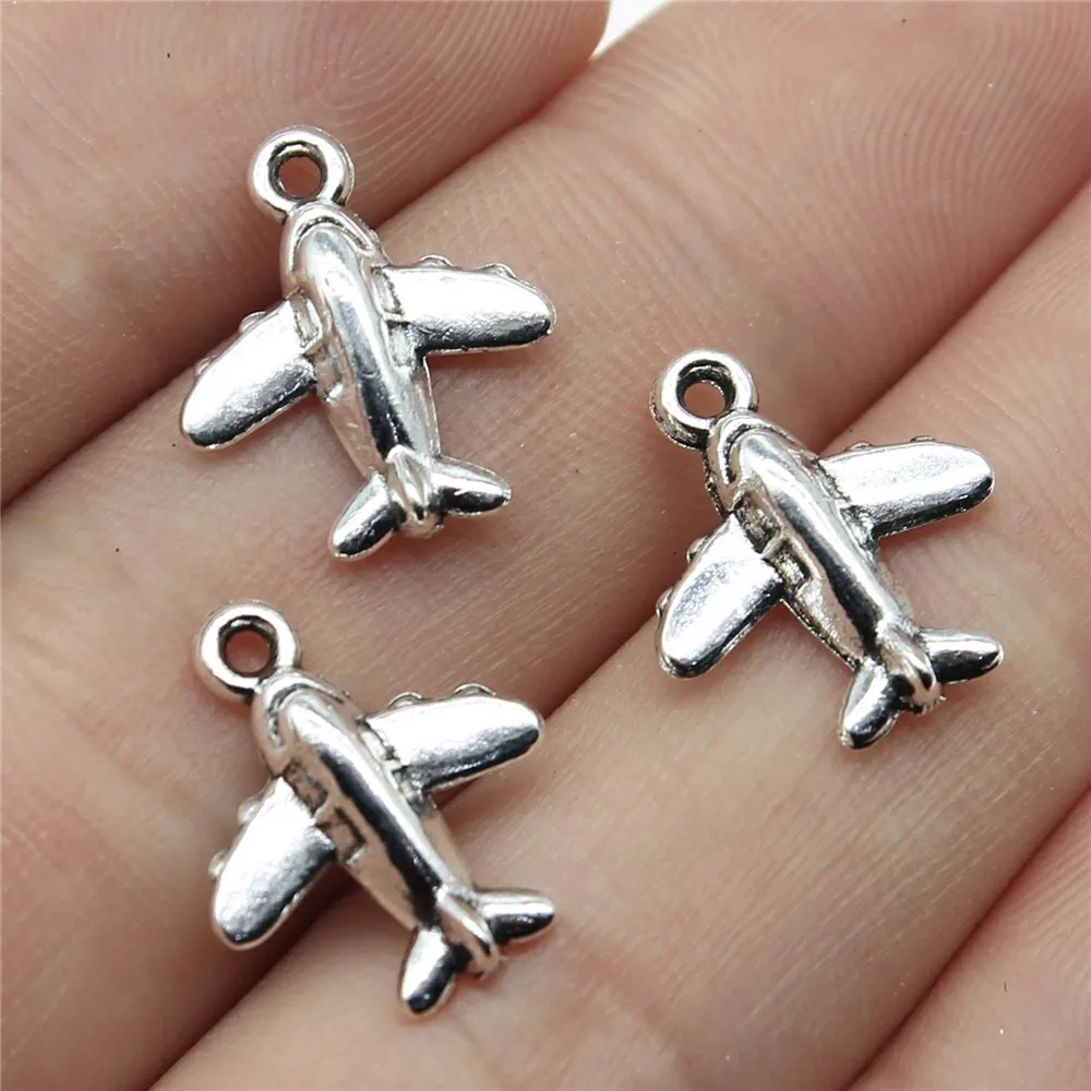 

WYSIWYG 30pcs 15x13mm Airplane Airbus Charm Pendants For Jewelry Making Antique Silver Aircraft Pendants Charm Aircraft