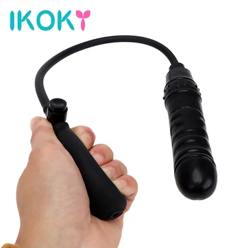 IKOKY Inflatable Dildo Fake Penis Anal Plug Huge Dildo with Pump Black Butt Plug Large Female Masturbation Sex Toys for Women 1