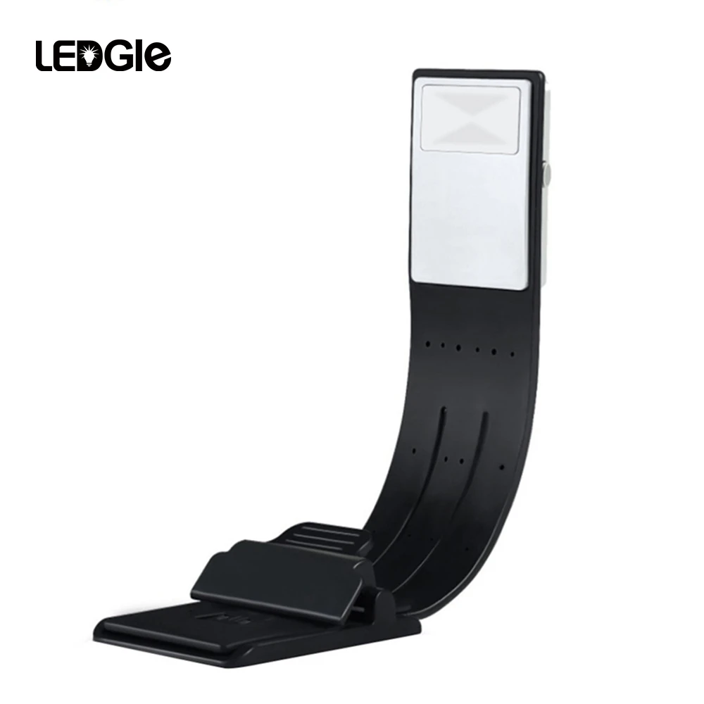 LEDGLE Rechargeable Reading Lamp Compact Book Light Flexible LED Light Clip-on LED Lamp for Kindle and Book 4 Modes Black