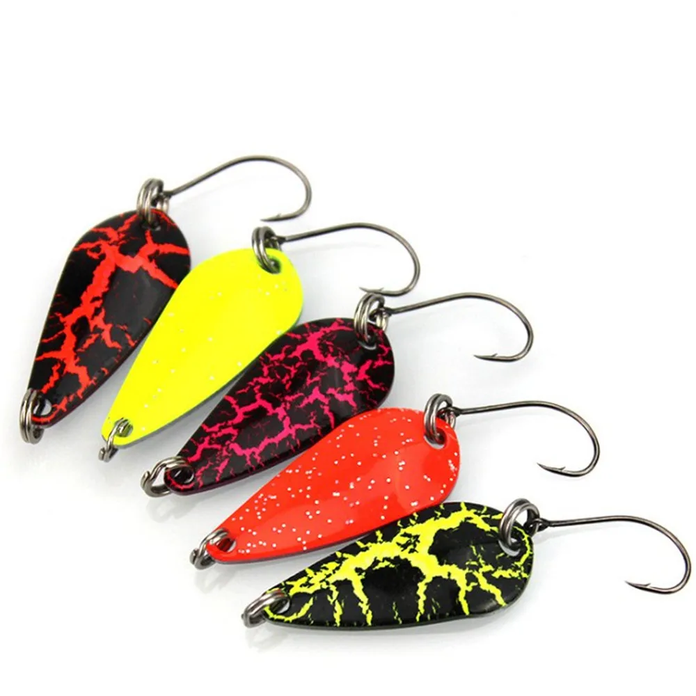 

5pcs/lot Mix Colors 3cm 2.7g Fishing Spinner Spoon Lure Single Hooks Isca Artificial Hard Baits Sequins Pesca Fishing Tackle