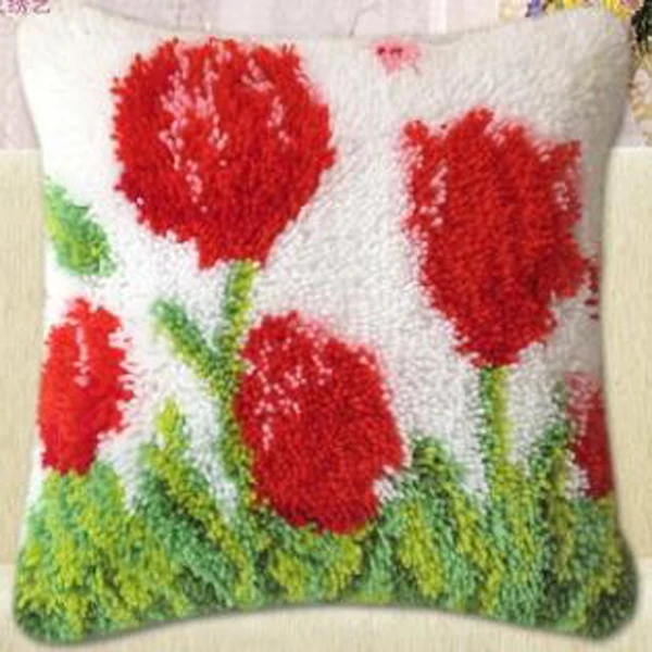 3D Latch Hook Pillow Kits DIY Needlework Crocheting Kit Yarn Handmade