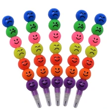 5 шт./партия, креативная ручка с сахарным покрытием, с рисунком смайлика, граффити, 7 цветов, мелок, восковой карандаш для детей, школьные принадлежности