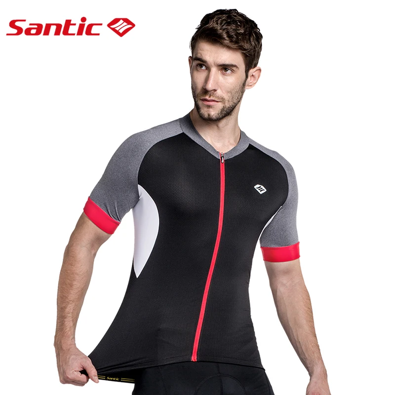 cheap Santic Men Cycling Short Jersey Pro Fit SANTIC N FEEL High Tech Fabric Road Bike MTB Short Sleeve Top Riding Shirt KJ6301H G
