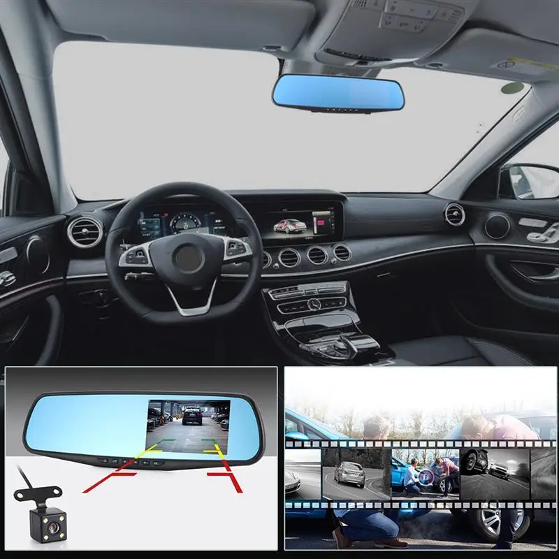 Car DVR 1080P Dual Lens Dash Camera Rear Mirror Digital Recorder With Rearview Camera Video Recorder Camcorder Registrar