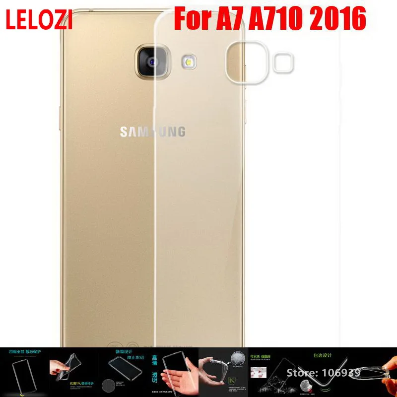 Lelozi мягкий прозрачный ТПУ ясно силиконовые Fundas Etui чехол для Samsung Galaxy A7 A710 2016 710 7