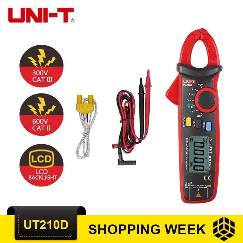 

UNI-T UT210D AC/DC Current Voltage Resistance Mini Digital Clamp Meter Multimeter Auto Range Multimeter