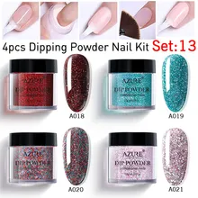 Лазурная красота, 4 шт./лот, Dip пудра, наборы для ногтей, сделай сам, дизайн ногтей, блестящая пудра, набор, супер блестящая пудра, набор для ногтей