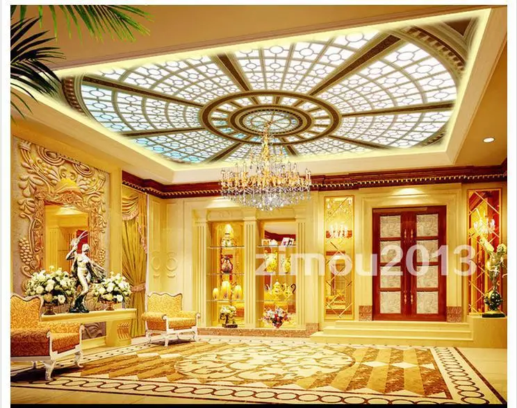 

High Quality Competitive Price Hot Sale New Fashion Wholesale 3D Murals Custom Dome Skylight Living Room Ceiling Wallpaper