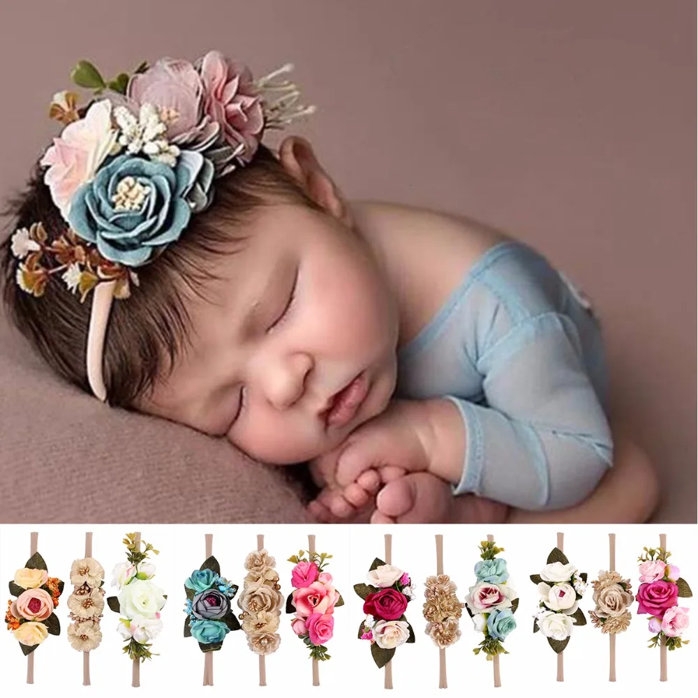 

Puseky 3pcs/Set Baby Girl Camellia Flower Garland Cute Lovely Wreath Band Abundance Vivid Flower Headband Wear Decor Photo Prop