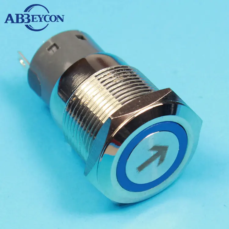TY 1952Z 19mm waterproof switch high quality Flat round head latching ring led arrow engraving switch