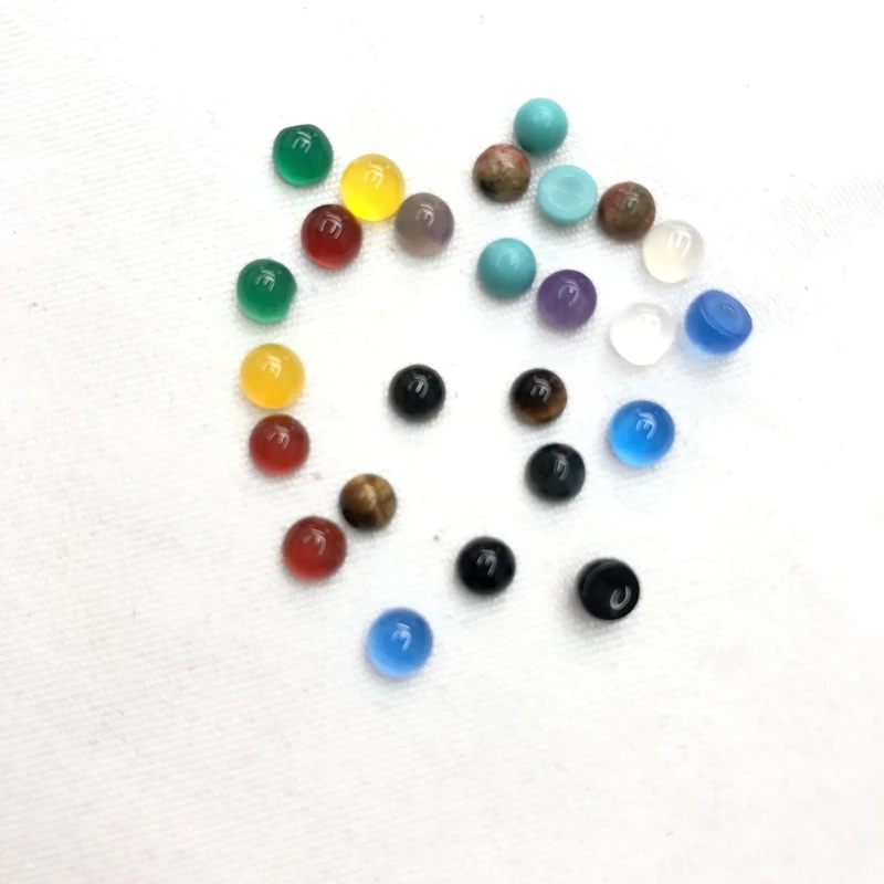 

Wholesale Mixed 50pcs Multi-color Agat e Chalcedony 4mm 6mm 8mm Round Gem stone Cabohcon Half Sphere Cab For Jewelry Making