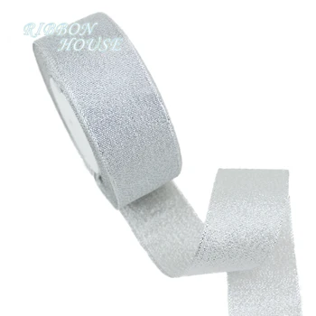 

(25 yards/roll) 1-1/2'' (40mm) Silver polyester organza ribbons Christmas packaging ribbon high-grade quality squares ribbons