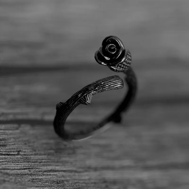 1 шт. black rose круг открытия элегантные регулируемые кольца для мужчин и женщин в