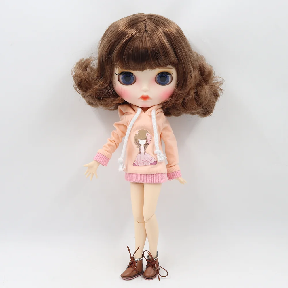 Кукла Blyth 1/6 bjd белая кожа суставное тело дикие коричневые короткие кудрявые волосы Новые матовые лицо с бровями блеск для губ ледяной sd игрушка