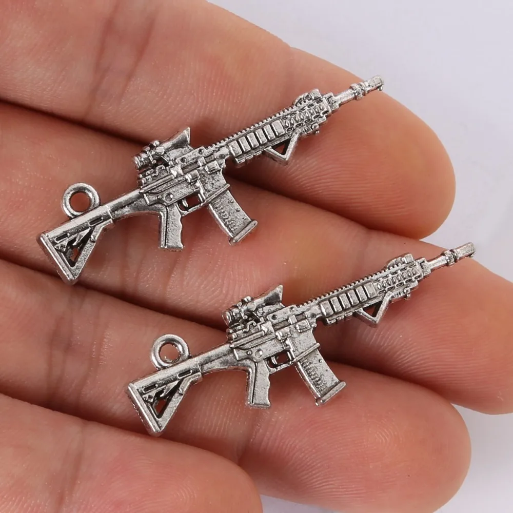 

3Pcs 45x15mm gun Antique Silver Alloy Charms Pendant Jewelry Findings DIY Necklace Earrings Making