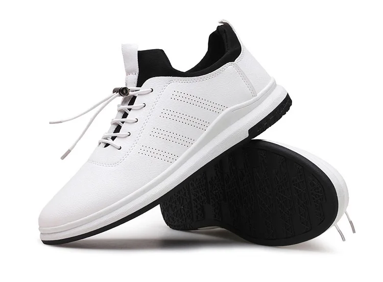 Spring Autumn Man Walking Shoes Sneakers Leather Breathable Korean Sport Shoes Wear-resistant Elastic-band Flat Shoes for Male (14)